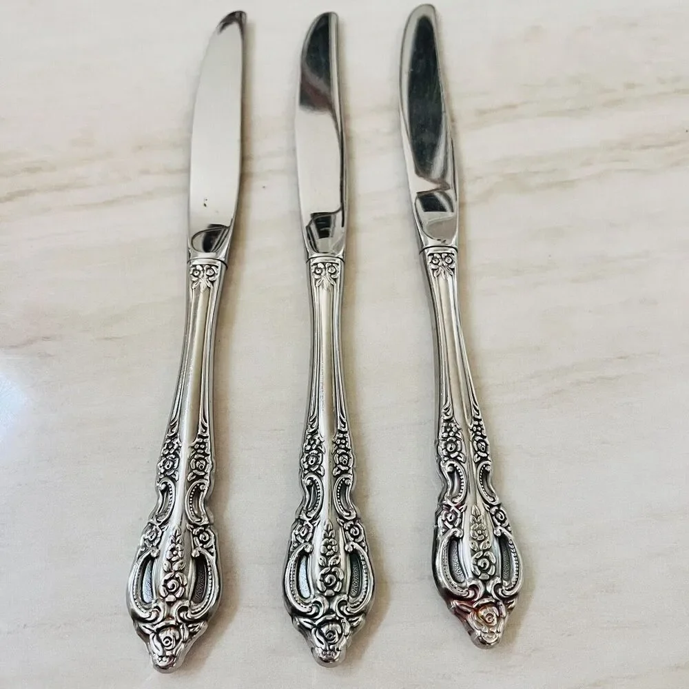 ONEIDA Renoir-Pembrooke Stainless Sss 1991 Floral Pierced Dinner Knife 3pc USA